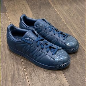 Adidas Superstar Glossy Toe leather shoes sneakers new blue S76723 Women’s Sizes